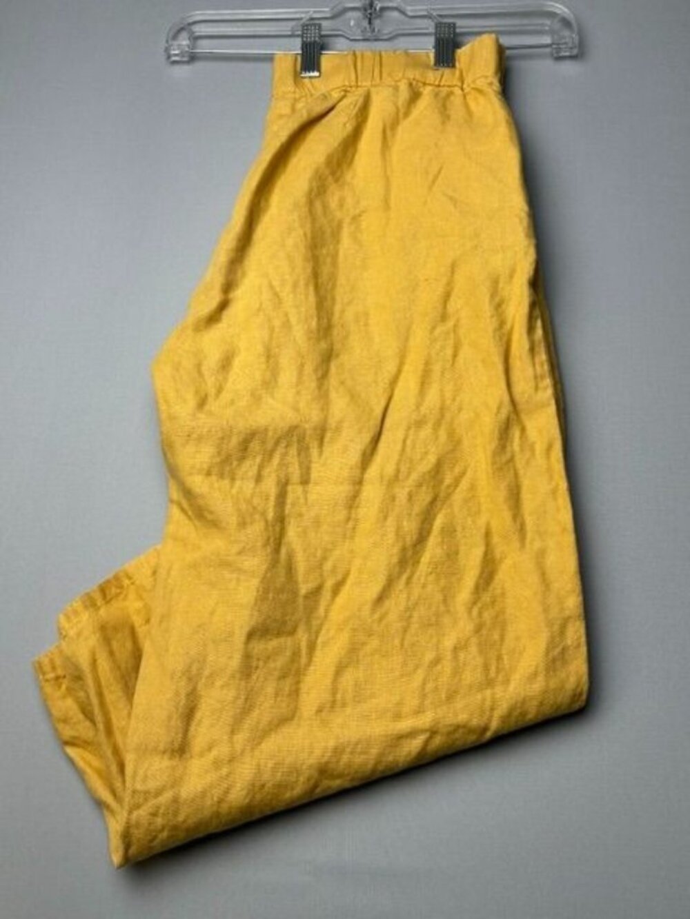 J.Jill Love Linen Pants Petite Small Mustard Yellow Wide Leg Crop Pull On